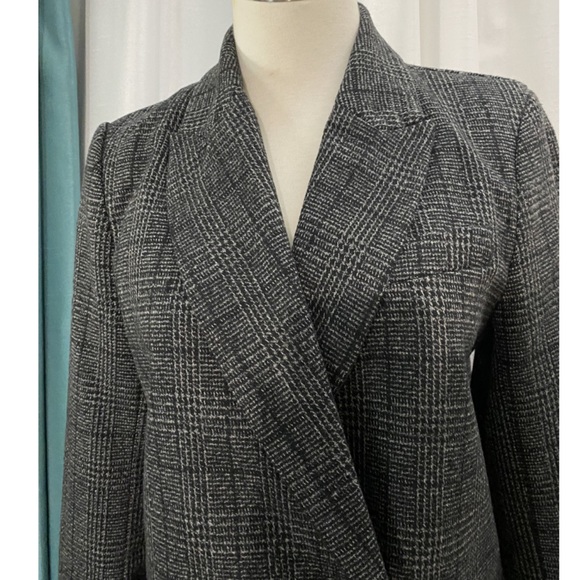 Rachel Zoe Black & White Tweed Plaid Coat, Women's Size Medium NWT - Picture 4 of 5